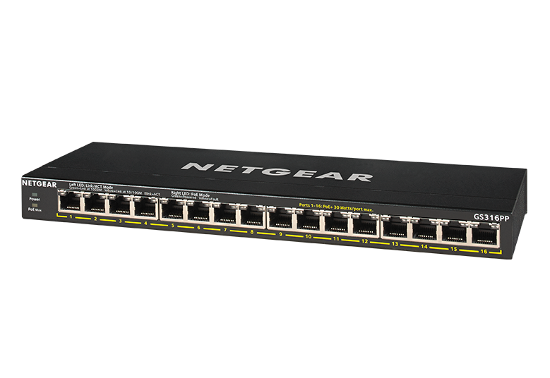 NETGEAR 16ポートギガビットイーサネットアンマネージドPoE+