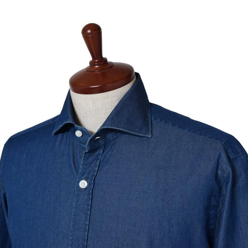 BARBA Dandylife 【バルバ】シャツ ワイドカラー シャンブレー 前立て