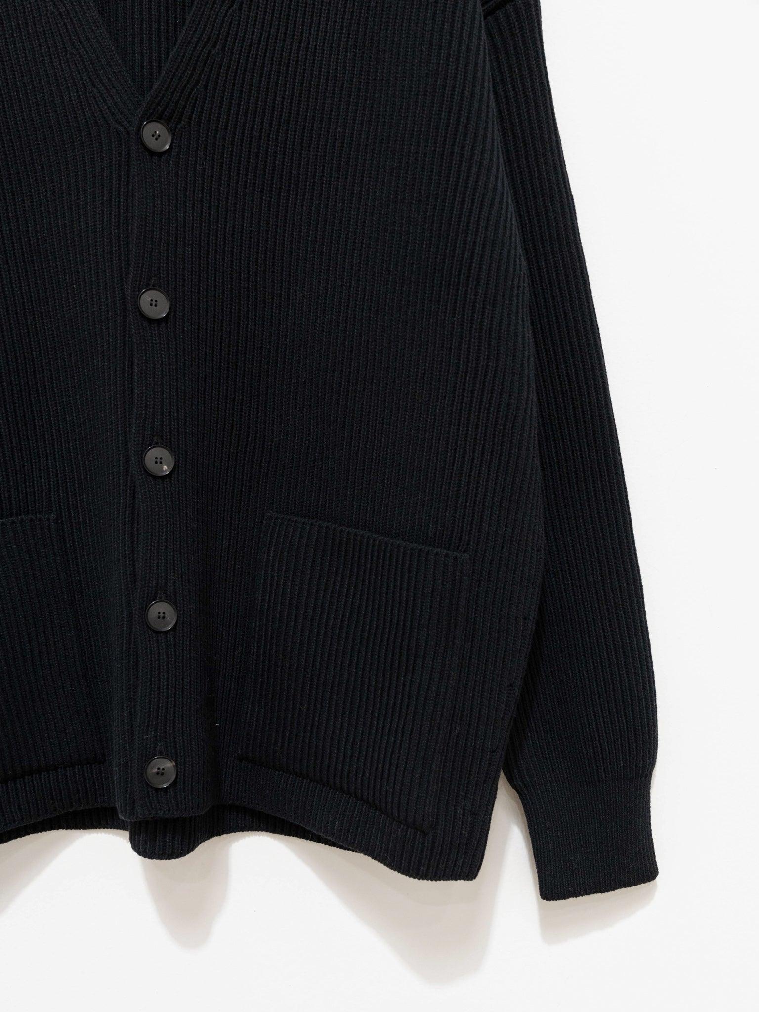 Namu Shop - Auralee Super Fine Wool Rib Knit Big Cardigan - Black