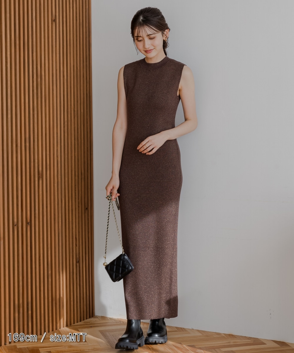 高身長 ニットセットアップ（カーディガン＋ワンピース）（トール