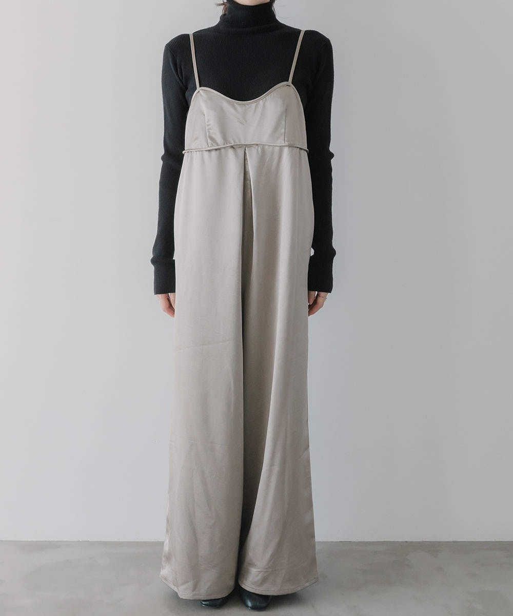 高身長 サテンビスチェキャミオールインワン（トールサイズ）Essenave