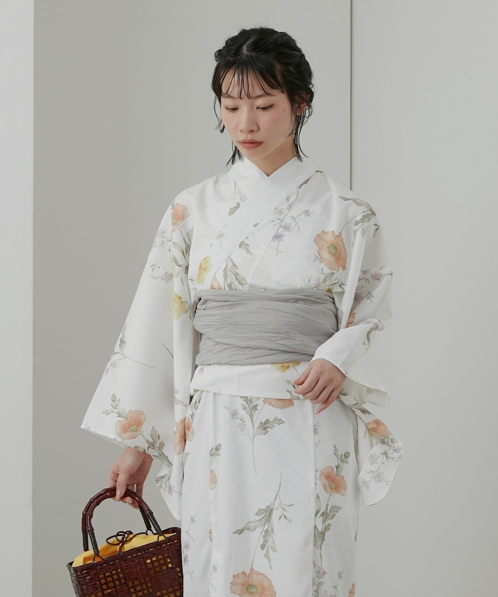 浴衣】花柄ワンピース浴衣セット（上衣＋ワンピース＋へこ帯＋下駄