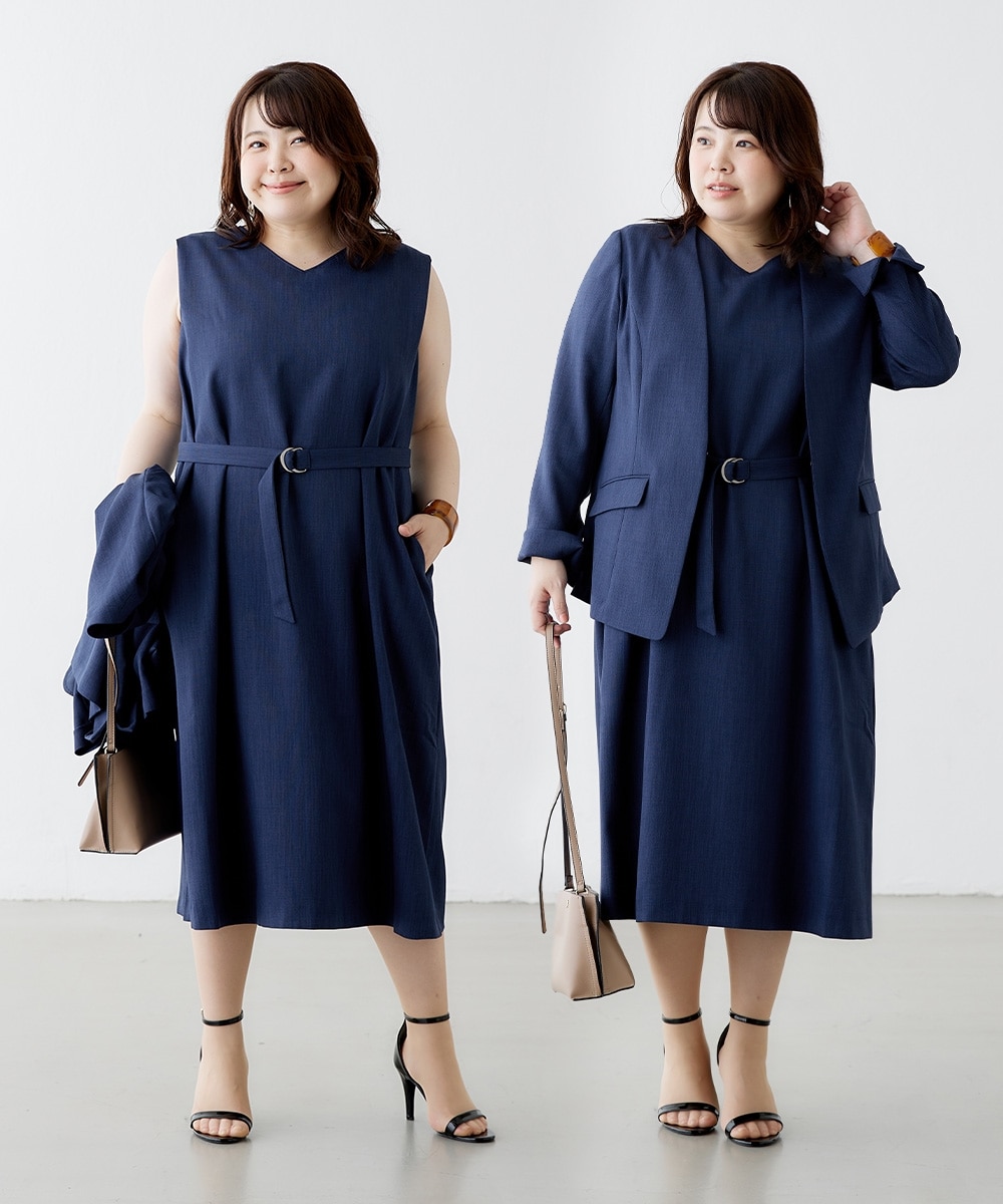 レディーススーツ】セットアップ対応共布ベルト付ノースリーブ
