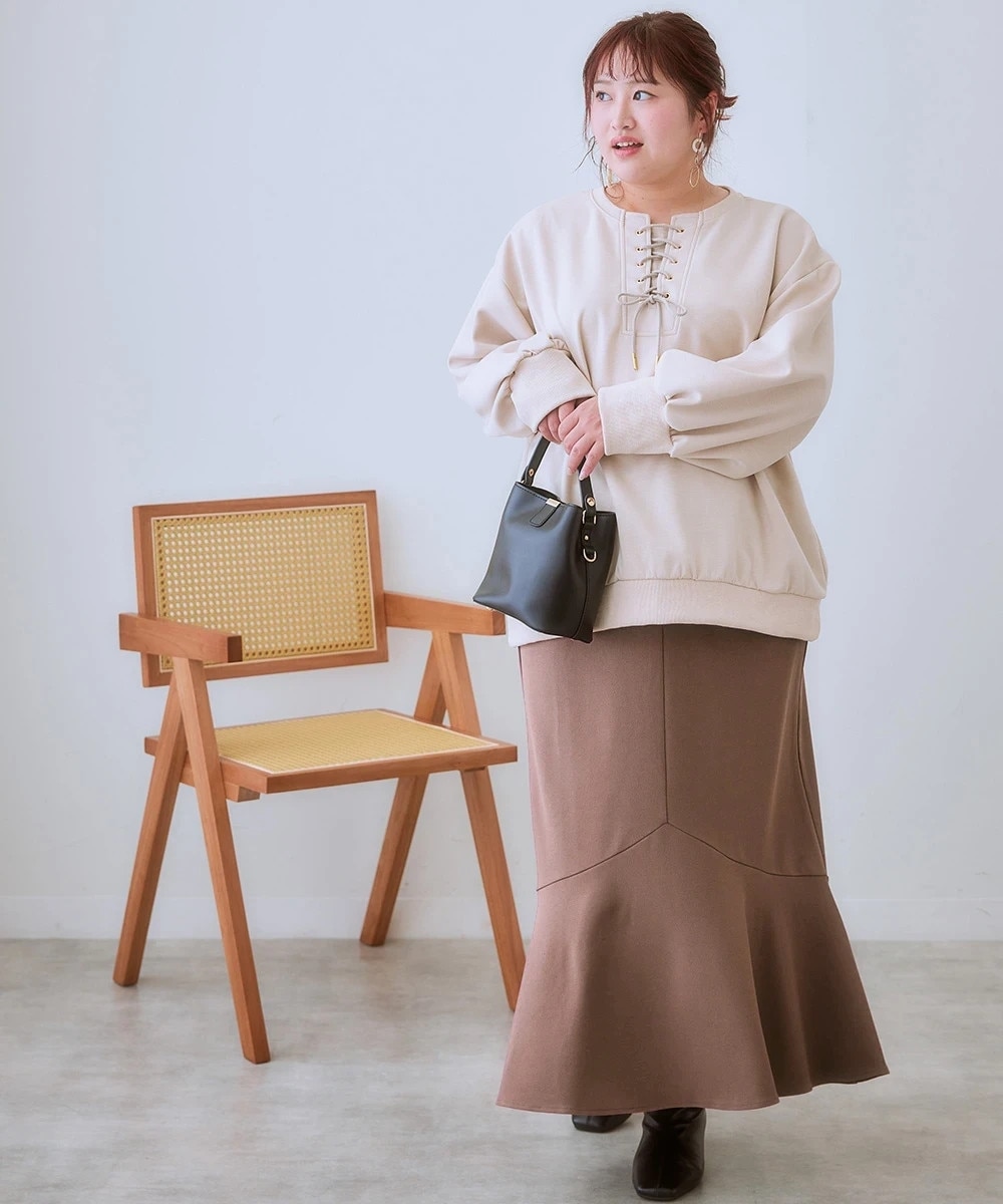 大きいサイズ＞ よく伸びるやわらかマーメイドスカート（ゆったり