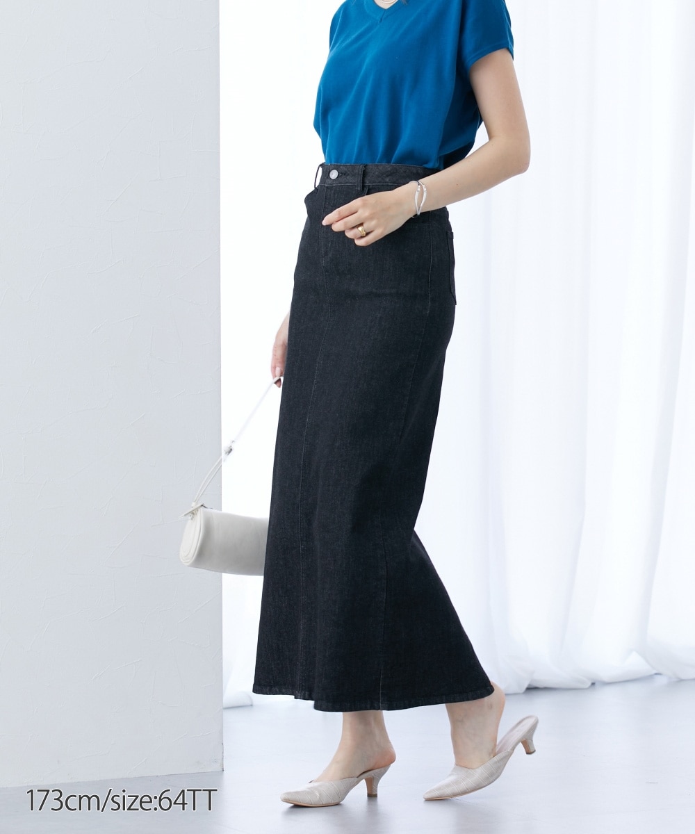 高身長 すごのびストレッチデニムマキシスカート （トールサイズ）（旧
