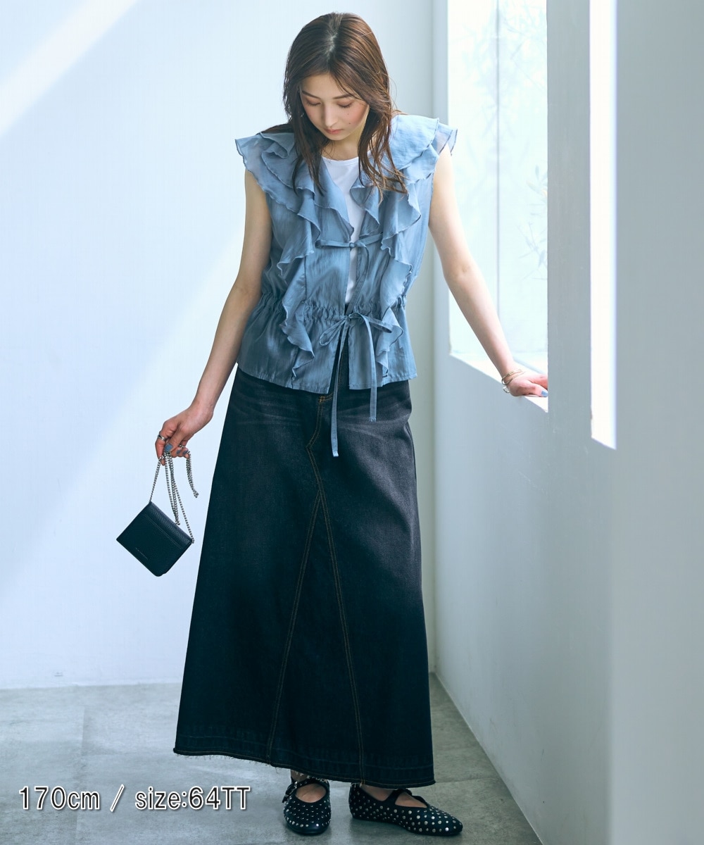 高身長 綿100％デニムフレアスカート（トールサイズ）Essenave 通販