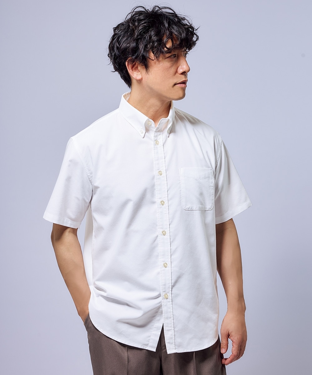 形態安定オックスフォードボタンダウン半袖シャツ【大きいサイズ有