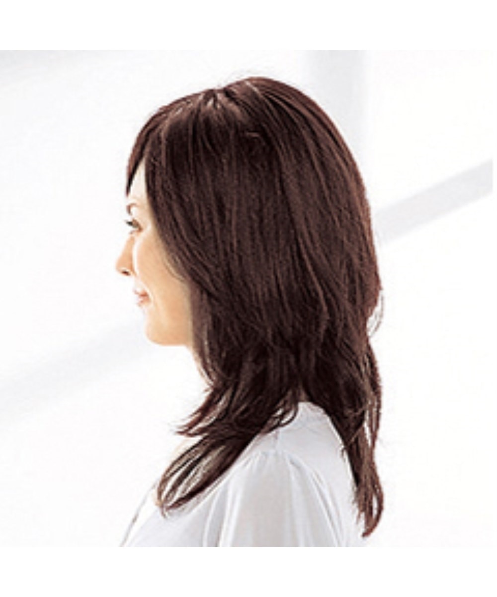 分け目自由人毛100％フルウィッグ（固定ピン付）ロングストレート