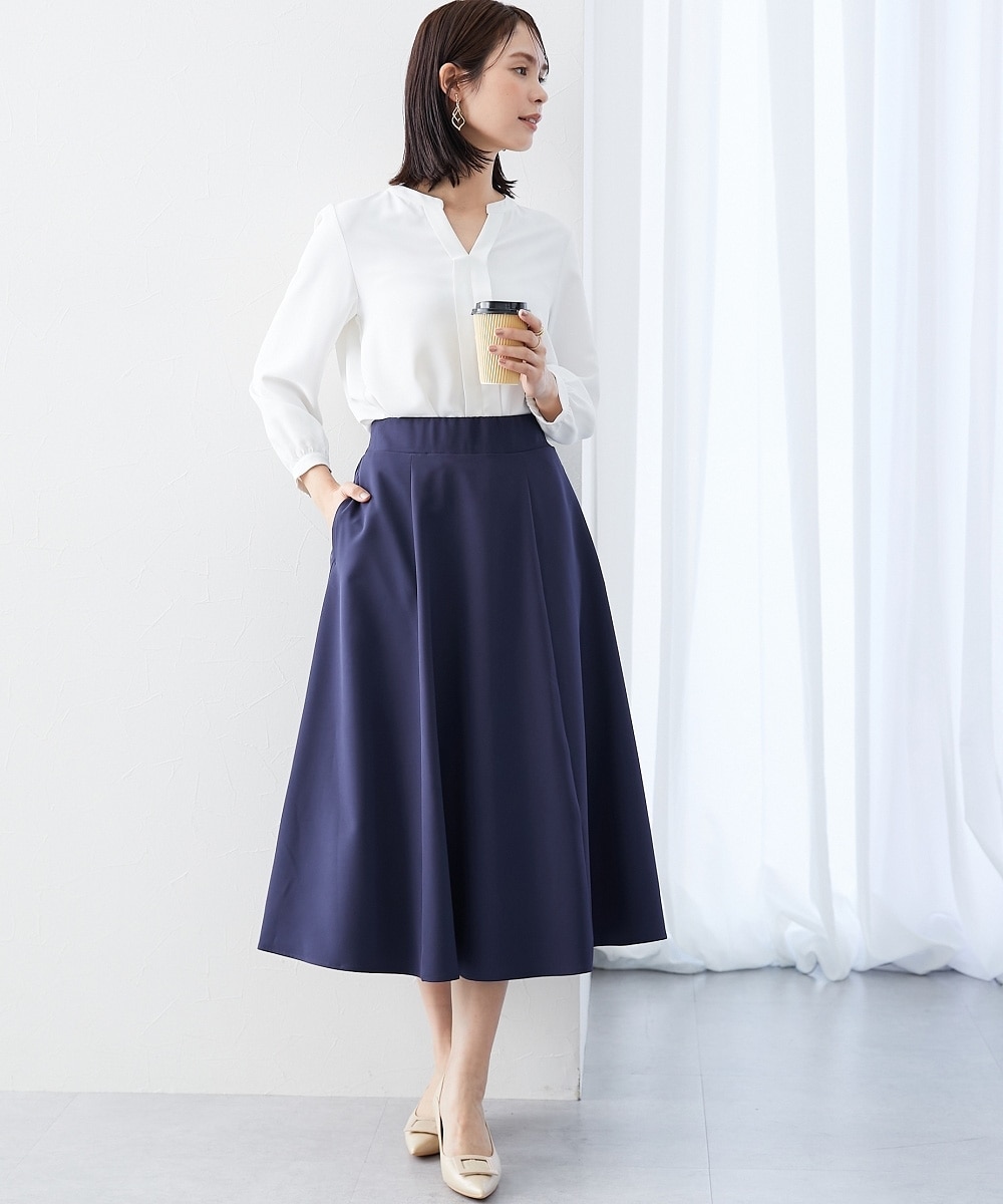 ストレッチダブルクロス6枚ハギフレアスカート しわになりにくい