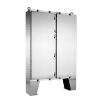 Two-Door Floorstand NEMA Clamps Type 4X, 62x60x12, Brushed, SS316