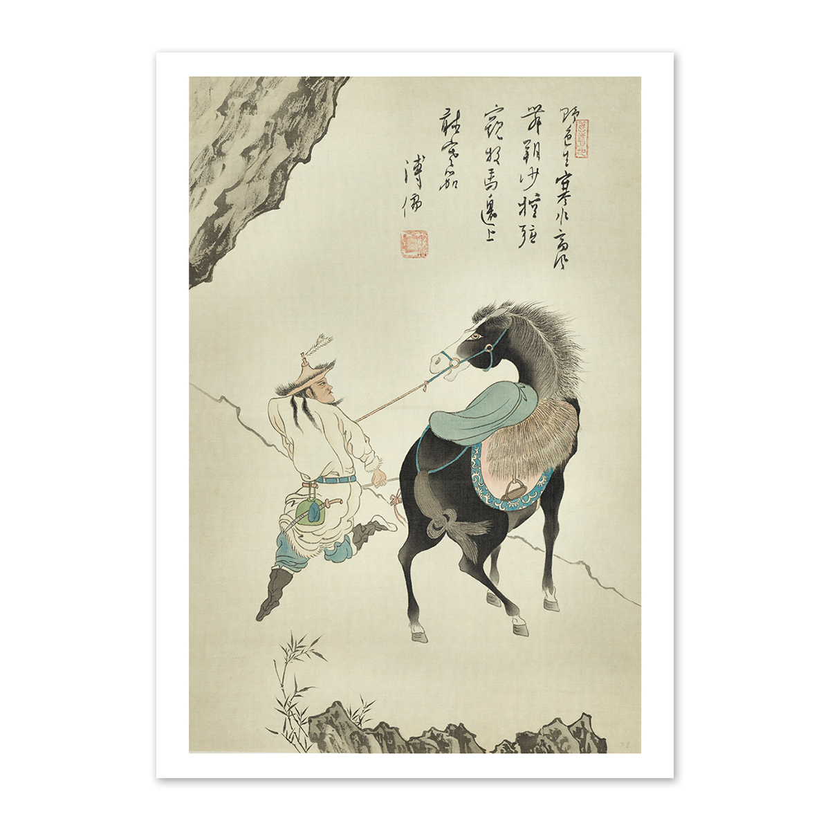 故宮精品網路商城- 圖卡:民國溥儒鞍馬圖軸