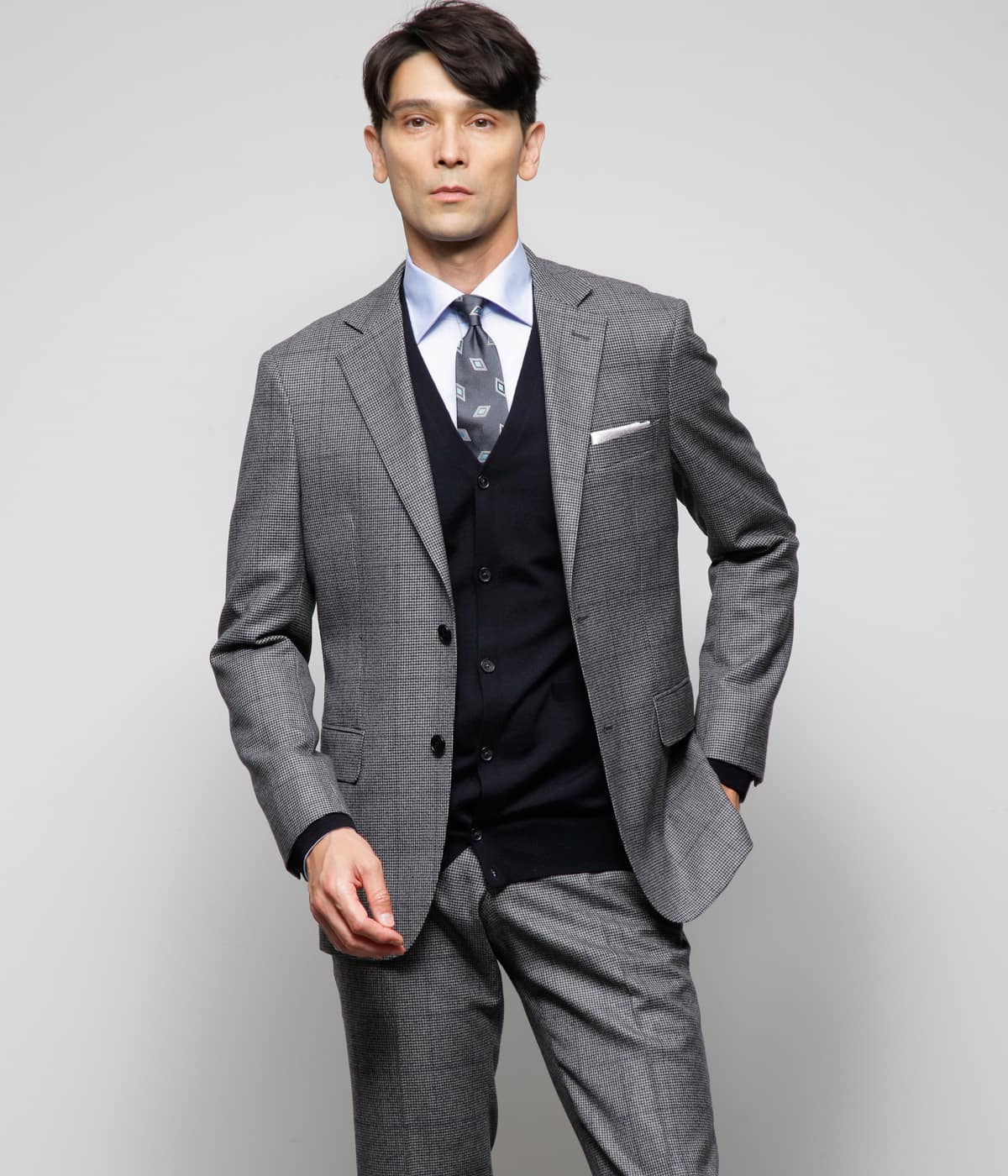 ストレッチ】Super100's ミルド 千鳥オーバーペイン ジャケット