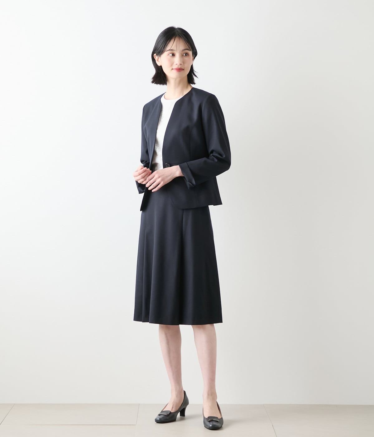 ウールシルクピンヘッド タックスカート(60216911-2025)｜ファッション