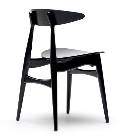 CH33P Chair, Black lacquered oak, Leather black | Carl Hansen