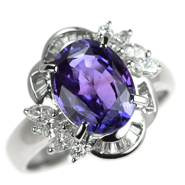 Pt900 バイオレットサファイア ダイヤモンド リング 2.97ct D0.50ct