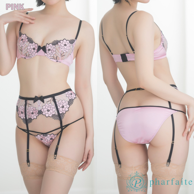 pharfaite】フローラルレースランジェリー/3点セット