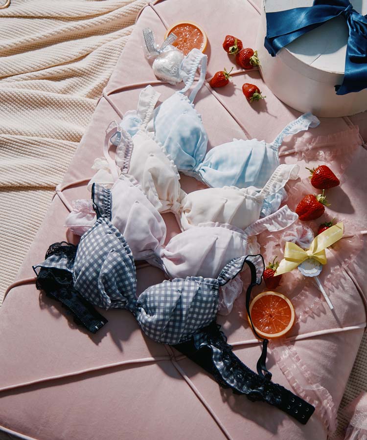 SALE】【northerly】 フラッフィーギンガムリボンブラジャー＆ショーツ