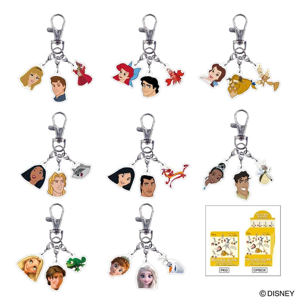 ディズニー トリオアクリルキーホルダー プリンセスシリーズ