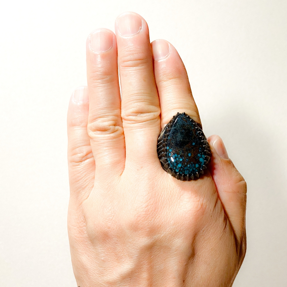 Apache Blue Original Yasu-bezel ring 271 | ターコイズ・メンズ