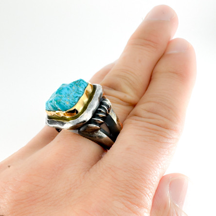 Lone Mt. Yasutomo Kodera Silver Ring 526 | ターコイズ・メンズ