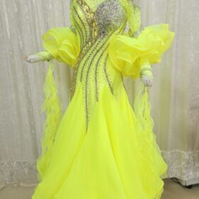 試着・レンタル・購入】社交ダンスドレス ライムカラー Mサイズ