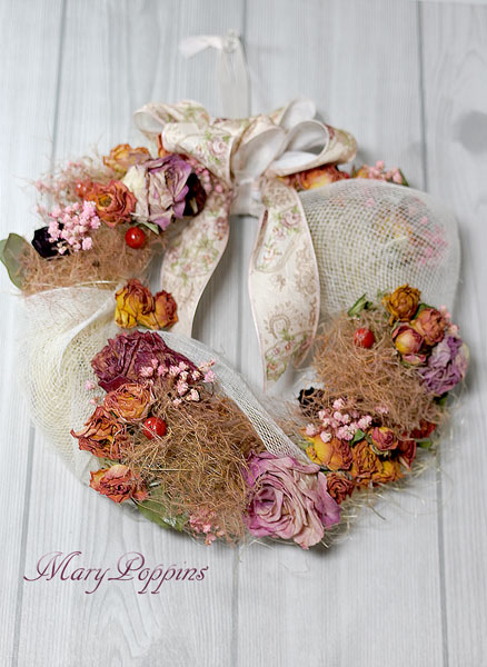 スモークツリードライフラワーリースドライフラワースワッグフラワーリース