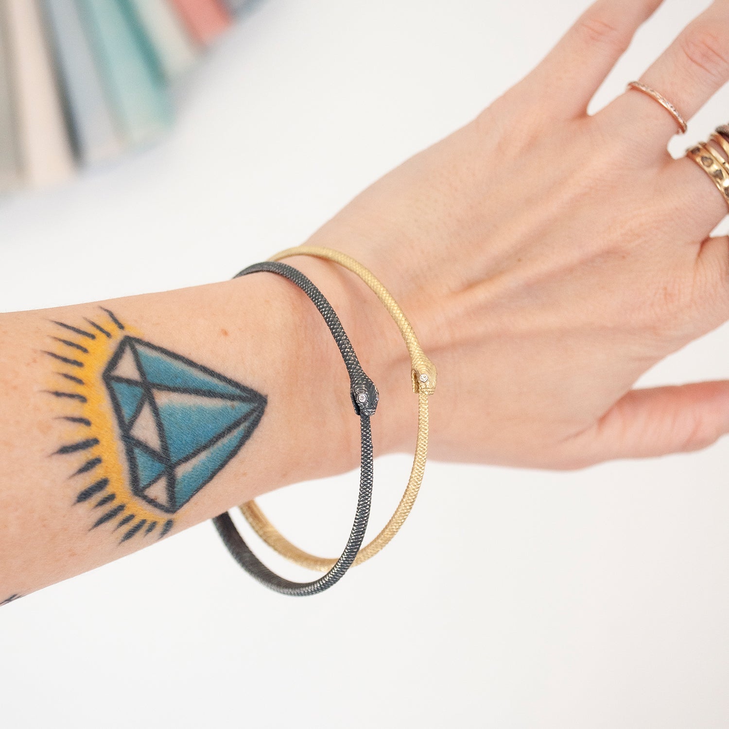 Silver Ouroboros Bangle – ESQUELETO