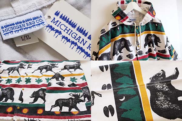 デッドストック☆90s USA製 MICHIGAN RAGミシガンラグ アニマル 総柄