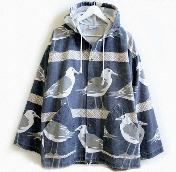 90s USA製 MICHIGAN RAGミシガンラグ カモメ 総柄 パーカー