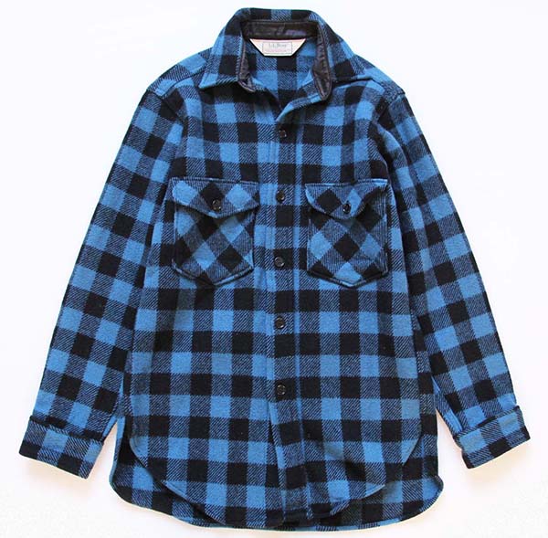 80s L.L.Bean OLDFRIENDS バッファローチェック ウールシャツ 青×黒