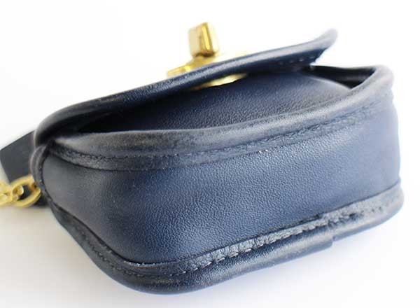 COACH オールド コーチ レザー コインケース キーホルダー 紺☆キー