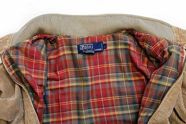 90s ポロ ラルフローレン G9タイプ マドラスチェックライナー 太畝