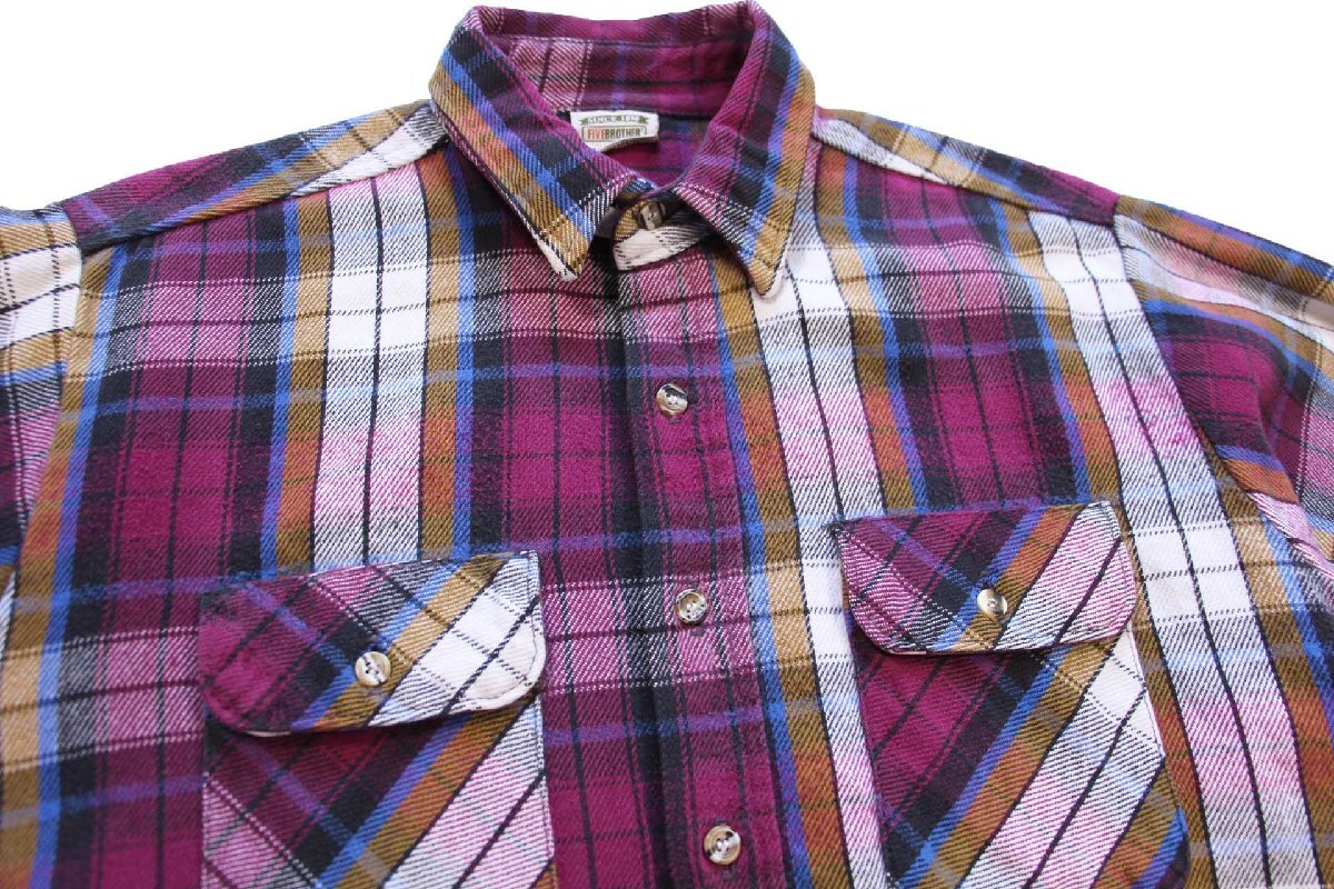 90s USA製 FIVE BROTHERファイブブラザー チェック コットン