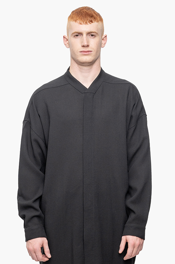RICK OWENS OVERSIZED SNAP COLLAR FAUN SHIRT – SUUS