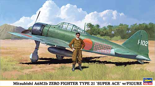 Mitsubishi A6M2b Zero Fighter Type 21 Super-ace with Figure