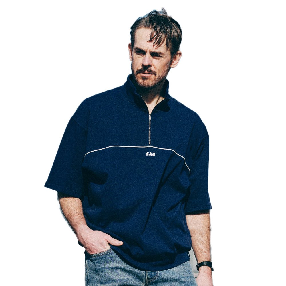 エスエーエス（SAS）（メンズ）ミニ裏毛半袖ハーフジップシャツ