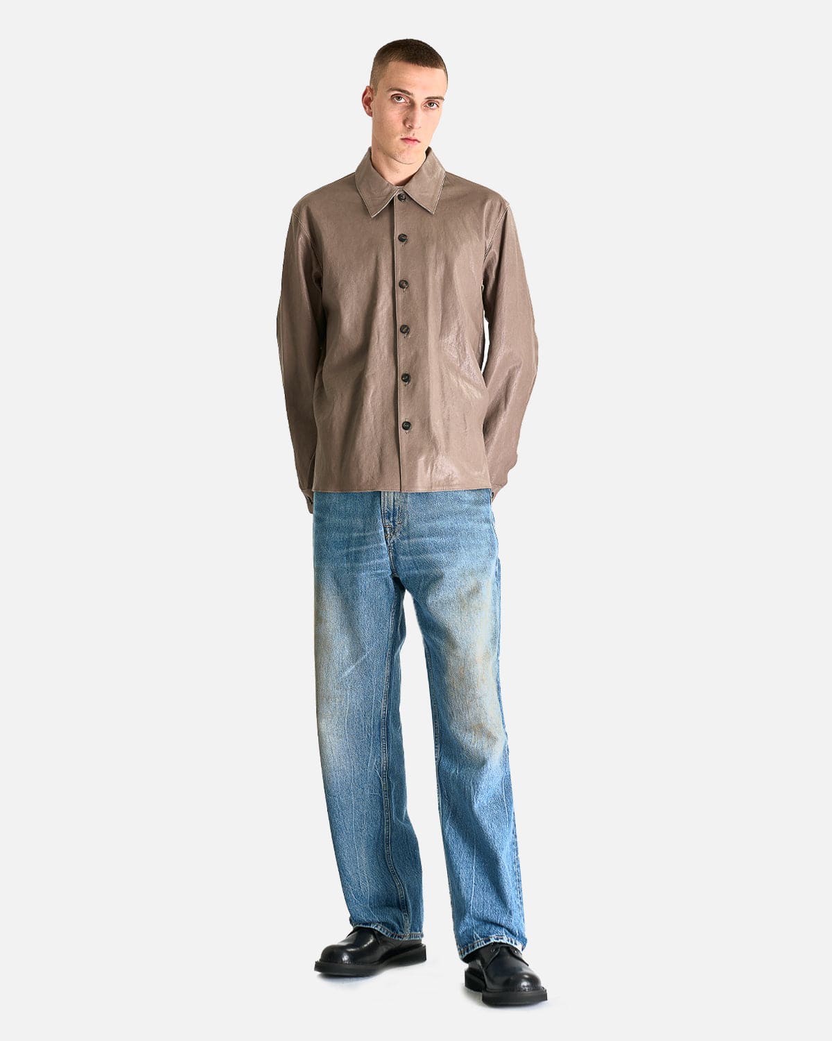 Welding Shirt in 70's Grey Velvet Lamb Skin – SVRN