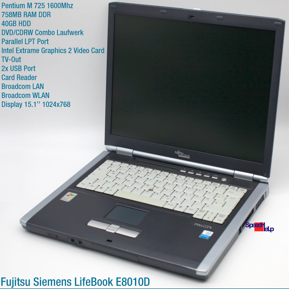 Fujitsu Siemens Lifebook E8010D Laptop Windows XP 2000 Parallel