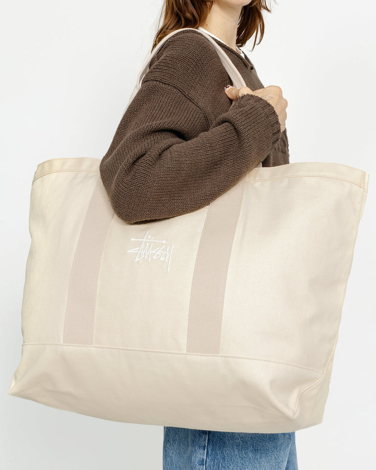 STUSSY CANVAS EXTRA LARGE TOTE BAG-NATURAL - Popcorn Store