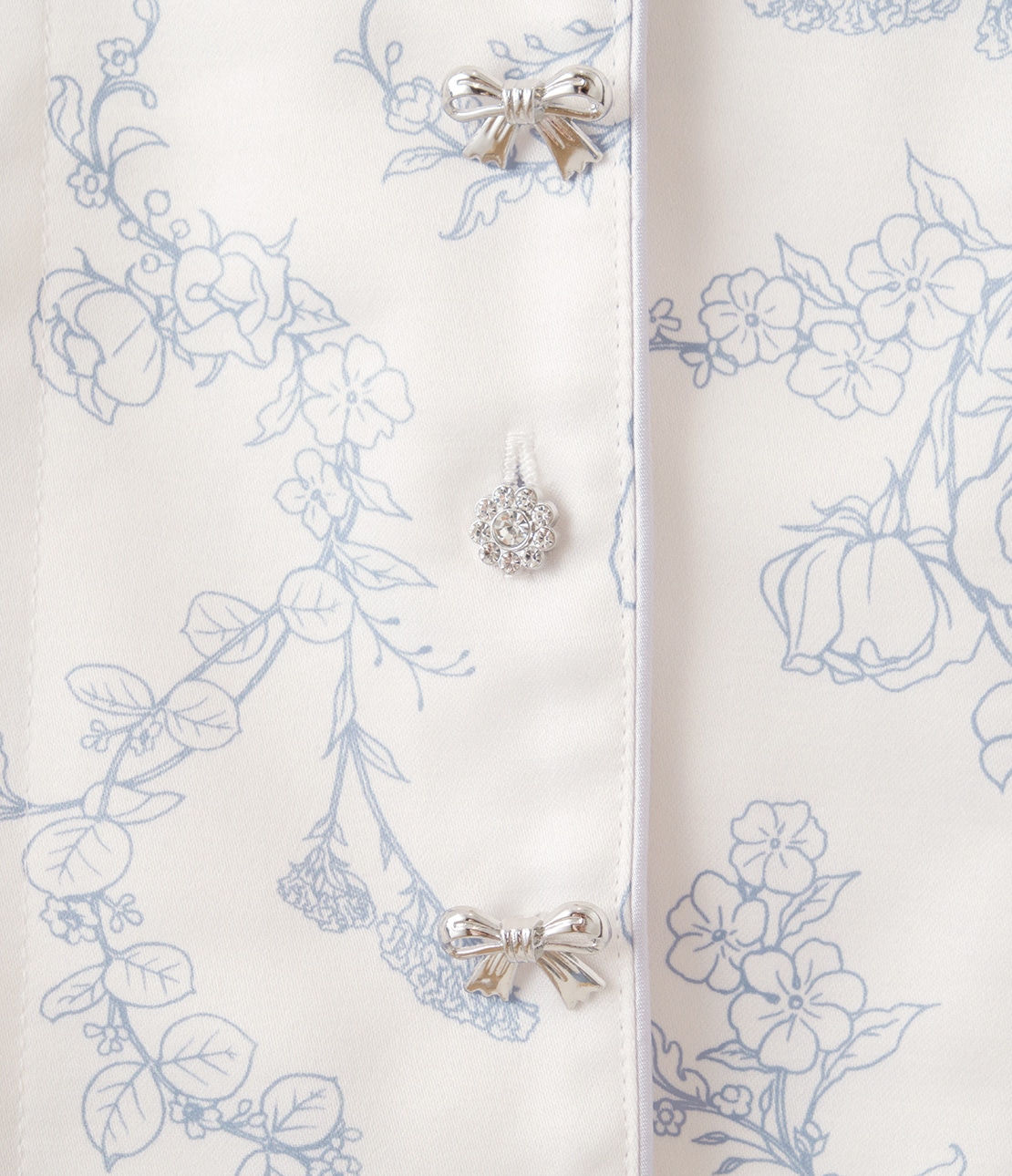 肌側起毛フラワーサテンシャツパジャマ(ワンサイズ ブルー): PEACH