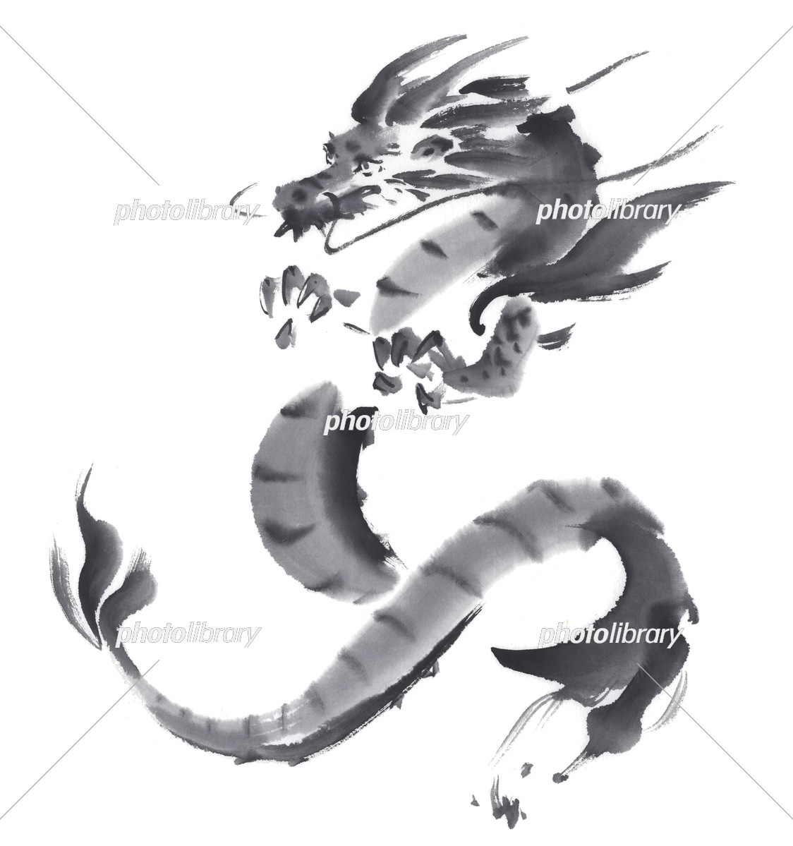 辰年 龍 水墨画 イラスト素材 [7426816] - フォトライブラリー