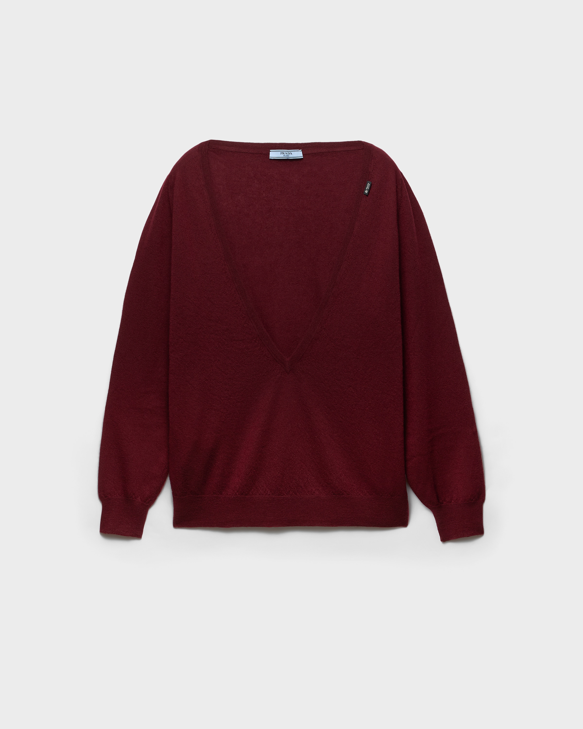 Amaranth Red/maize Yellow Cashmere V-neck Sweater | PRADA