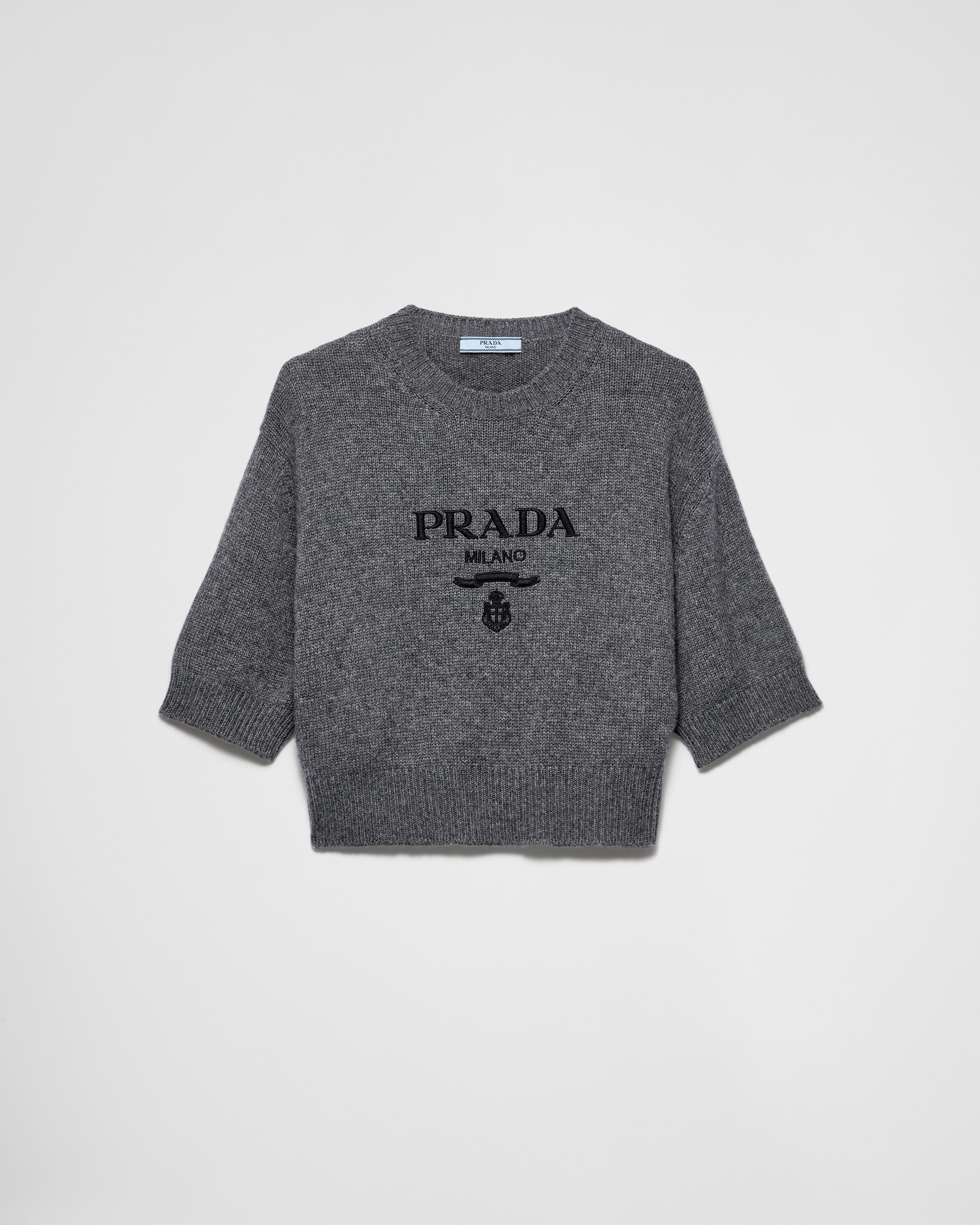 スレートグレー ウールXカシミヤ クルーネック セーター | PRADA