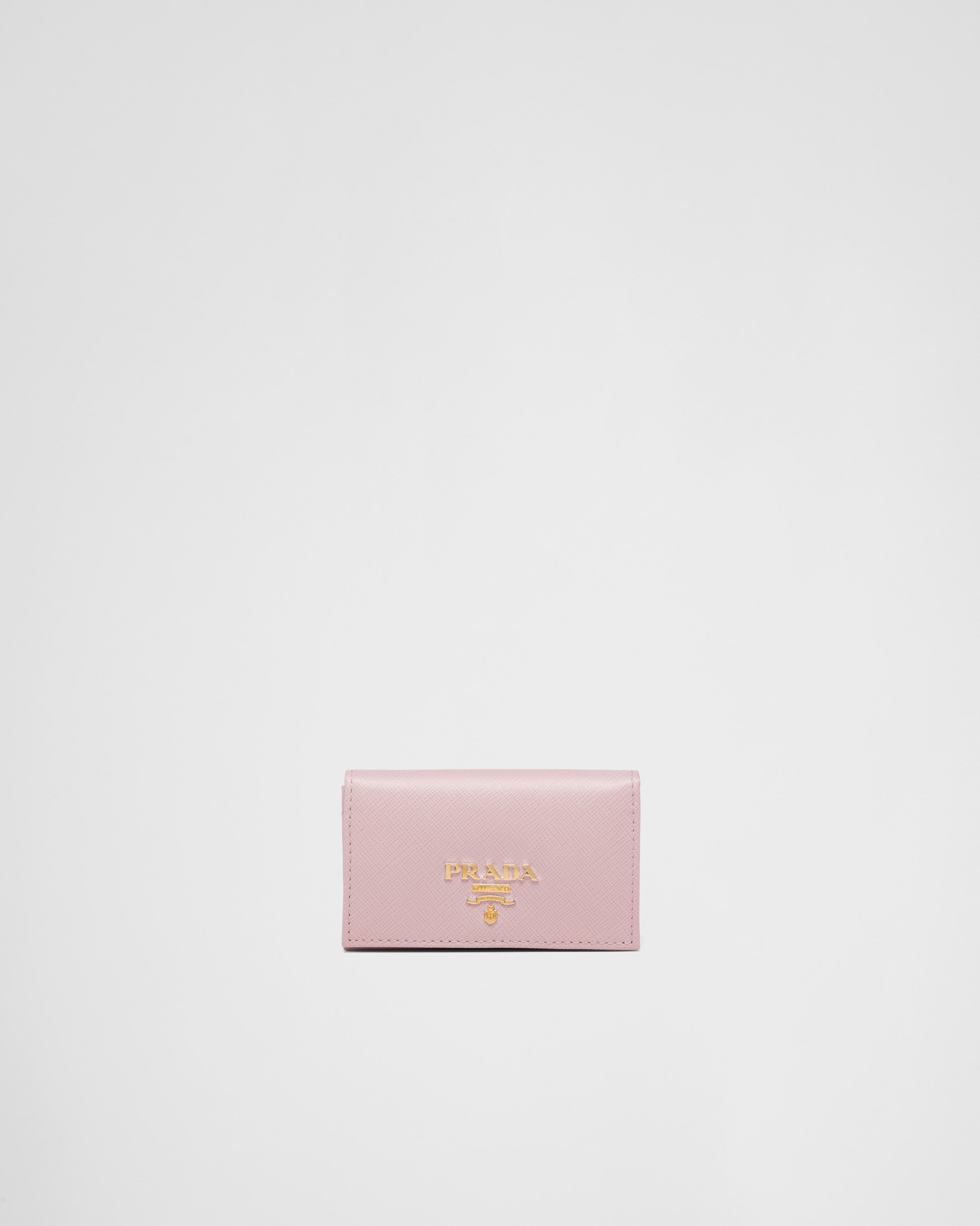 Alabaster Pink Saffiano Leather Card Holder | PRADA