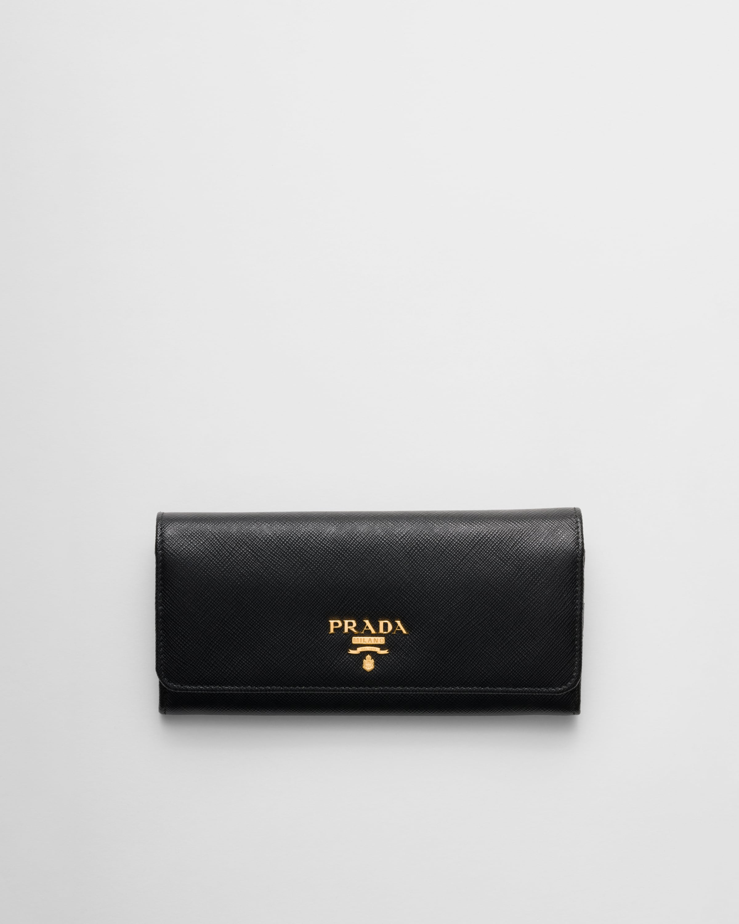 ブラック/ペールピンク サフィアーノマルチカラー 長財布 | PRADA