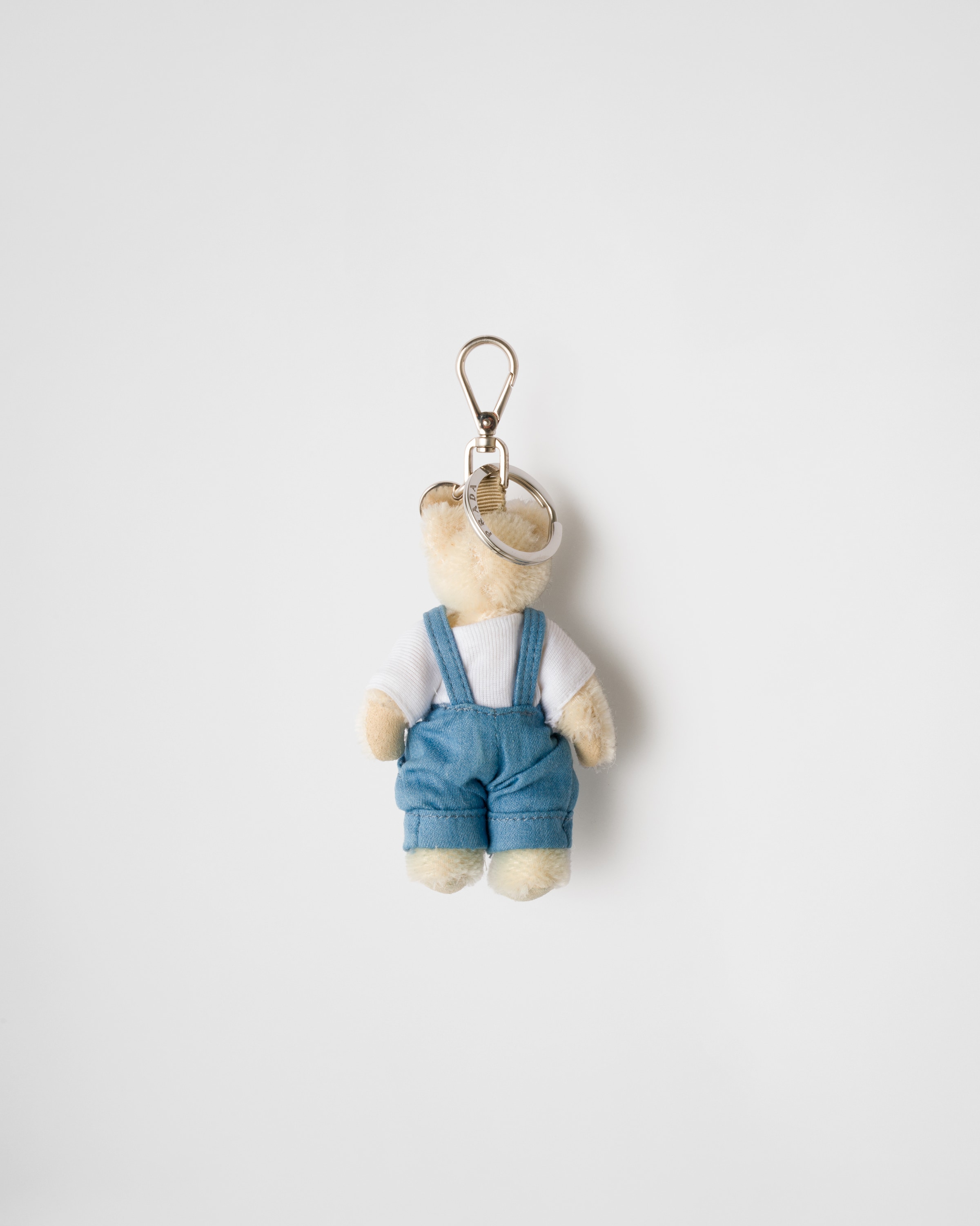 ホワイト メタルリング付 Teddy キーチェーン チャーム | PRADA