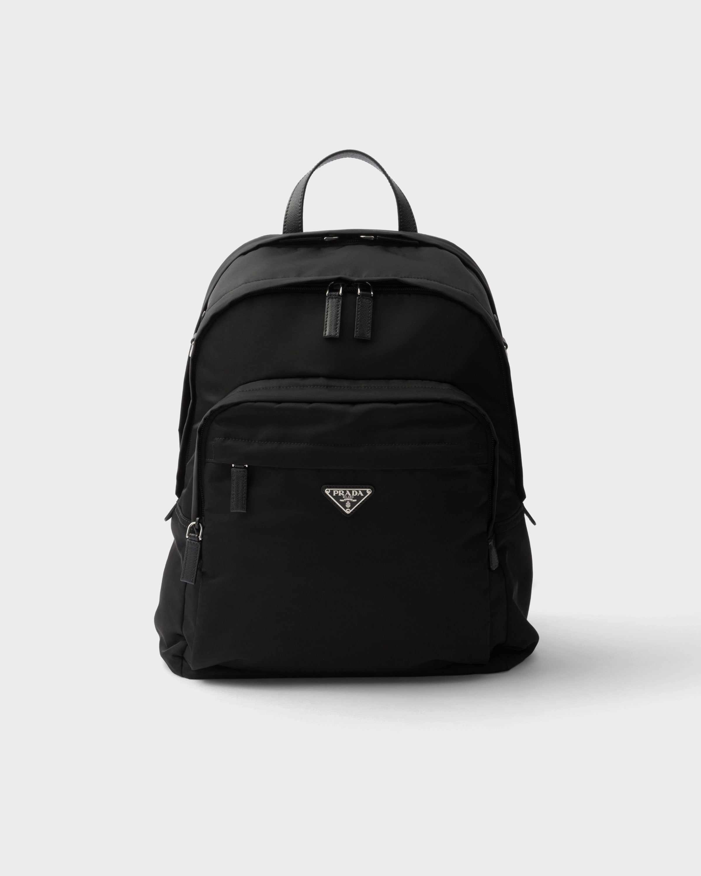 ブラック Re-nylon Xサフィアーノレザー バックパック | PRADA