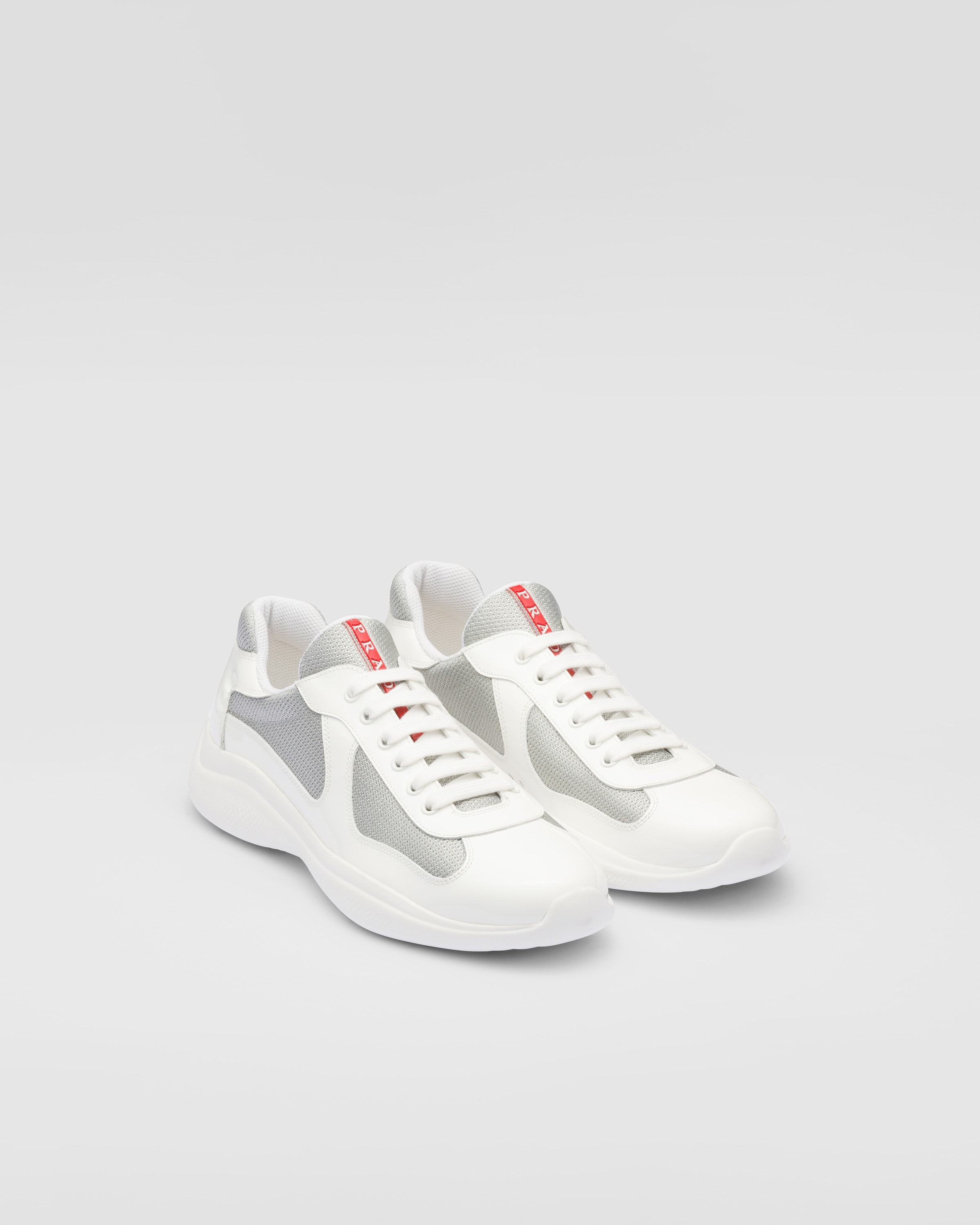 White/silver Patent Leather And Technical Fabric Prada America's