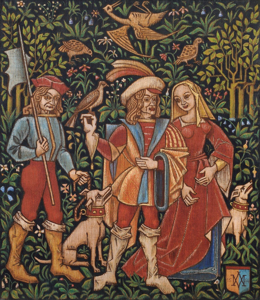 Proantic: Maurice Albe (1900-1995) Falcon Hunting After A 16th Century