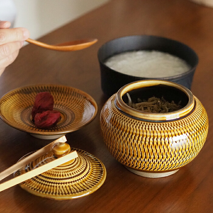 3月3日12:30再販】☆小鹿田焼 小袋窯 2合壺 飴釉飛びかんな | 食器と